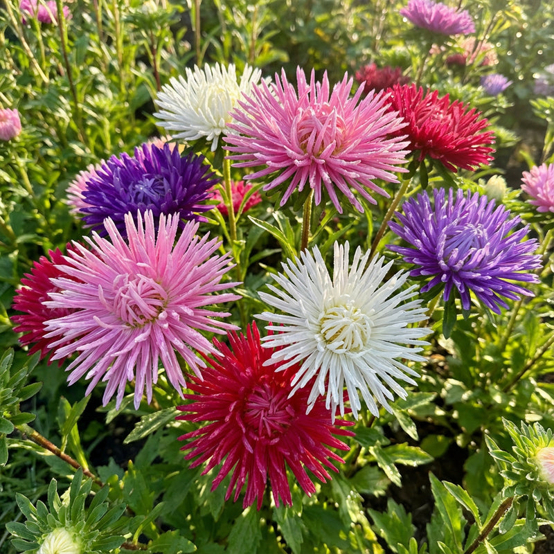 Aster Needle Unicum Mixed Colors Callistephus Chinensis – Hardy Garden Flower Seeds