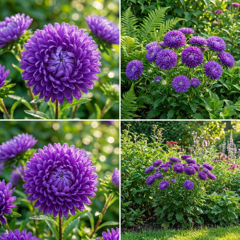 Aster Gremlin Violet Double Callistephus Chinensis – Ornamental Garden Flower Seeds