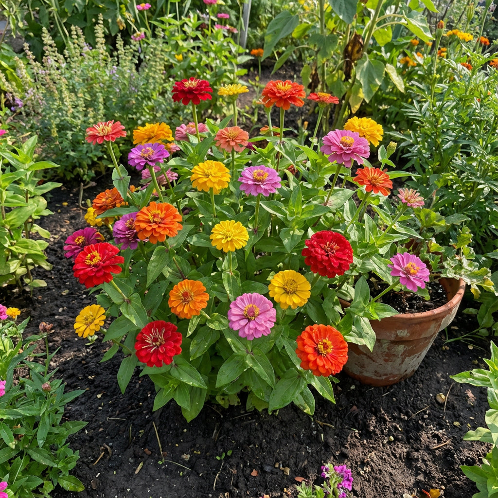 Zinnia Thumbelina Dwarf Mixed Colors Zinnia Elegans – Compact Garden Flower Seeds