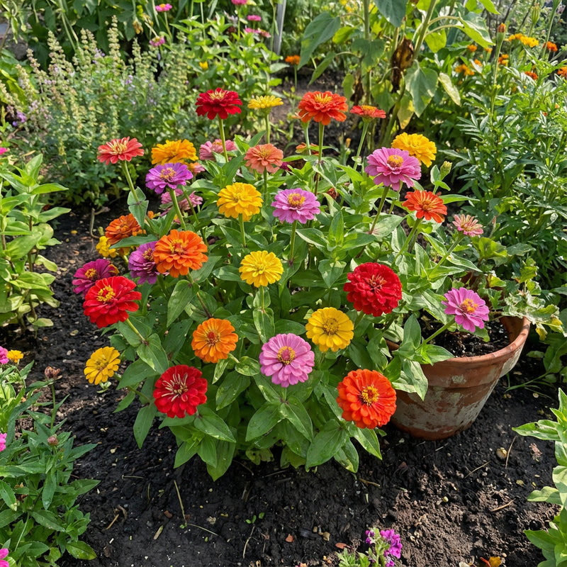 Zinnia Thumbelina Dwarf Mixed Colors Zinnia Elegans – Compact Garden Flower Seeds