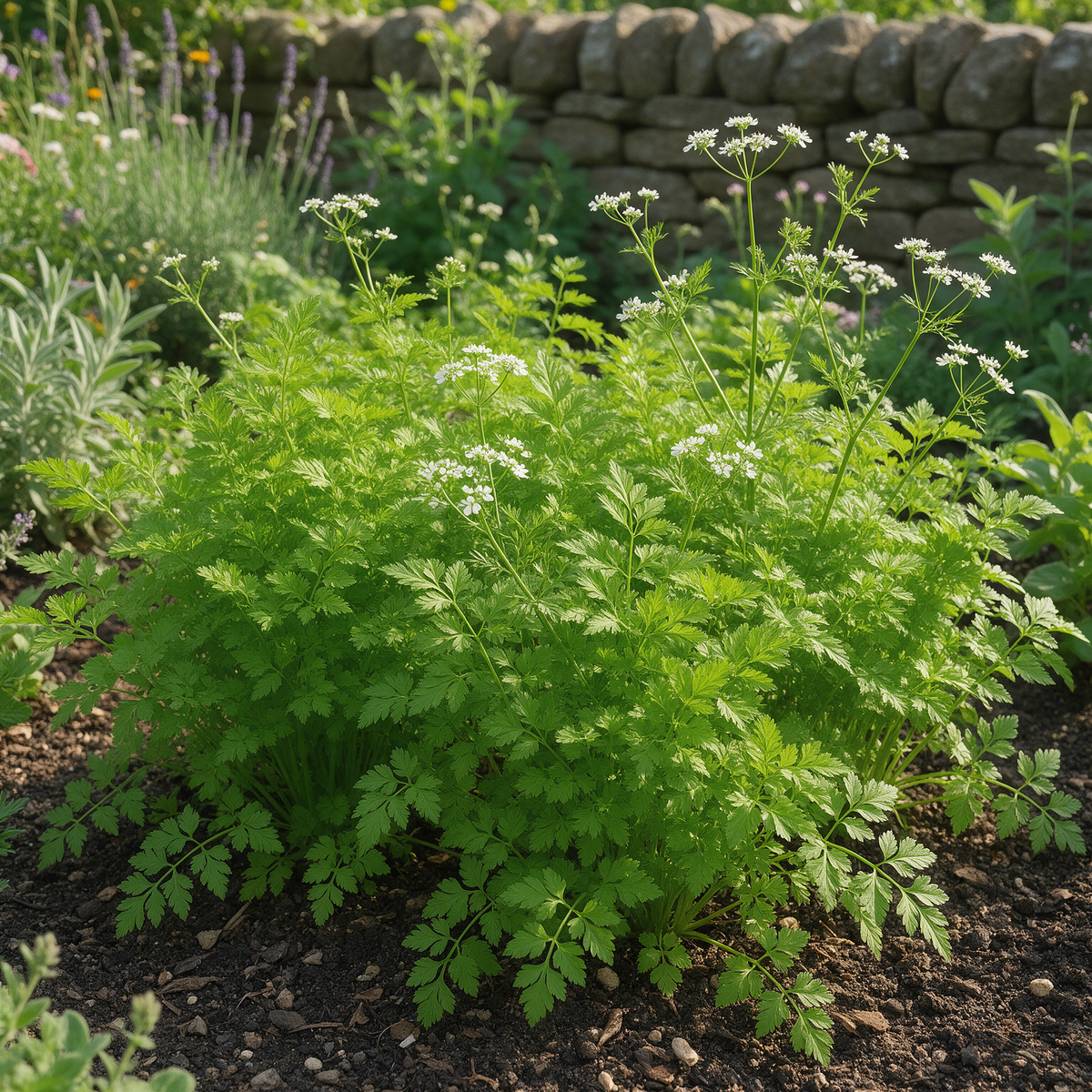 Fijne Krul Chervil (Anthriscus cerefolium) organic planting seeds.