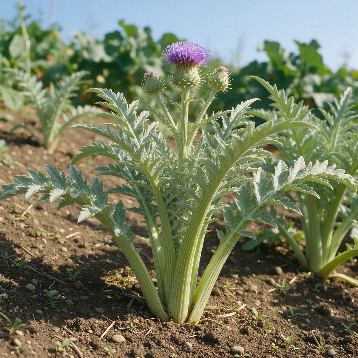 Cardoon plant with large deeply divided leaves for garden cultivation