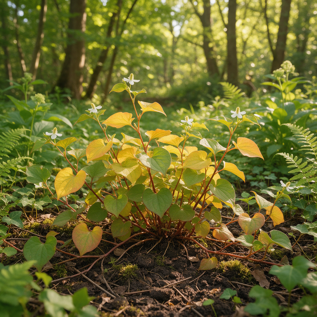 Chameleon Plant Houttuynia cordata flowering garden plant