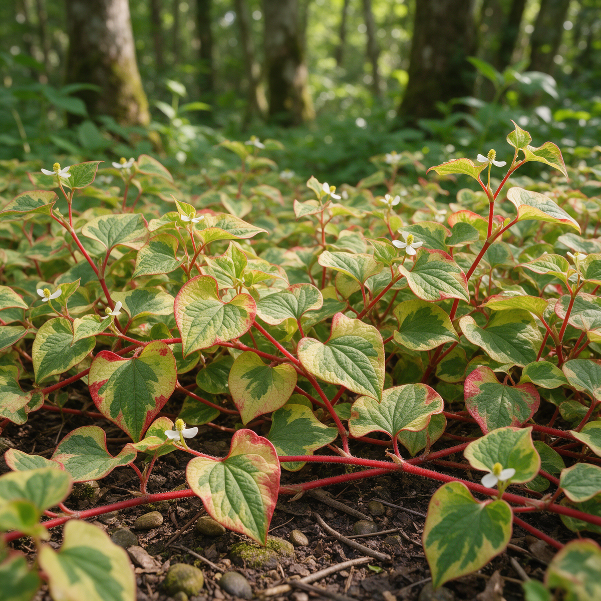 Houttuynia cordata Chameleon Plant flowering garden plant