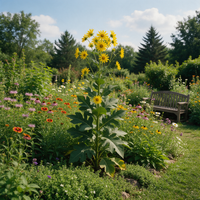 Silphium laciniatum Compass Plant with deeply divided leaves and yellow flower heads