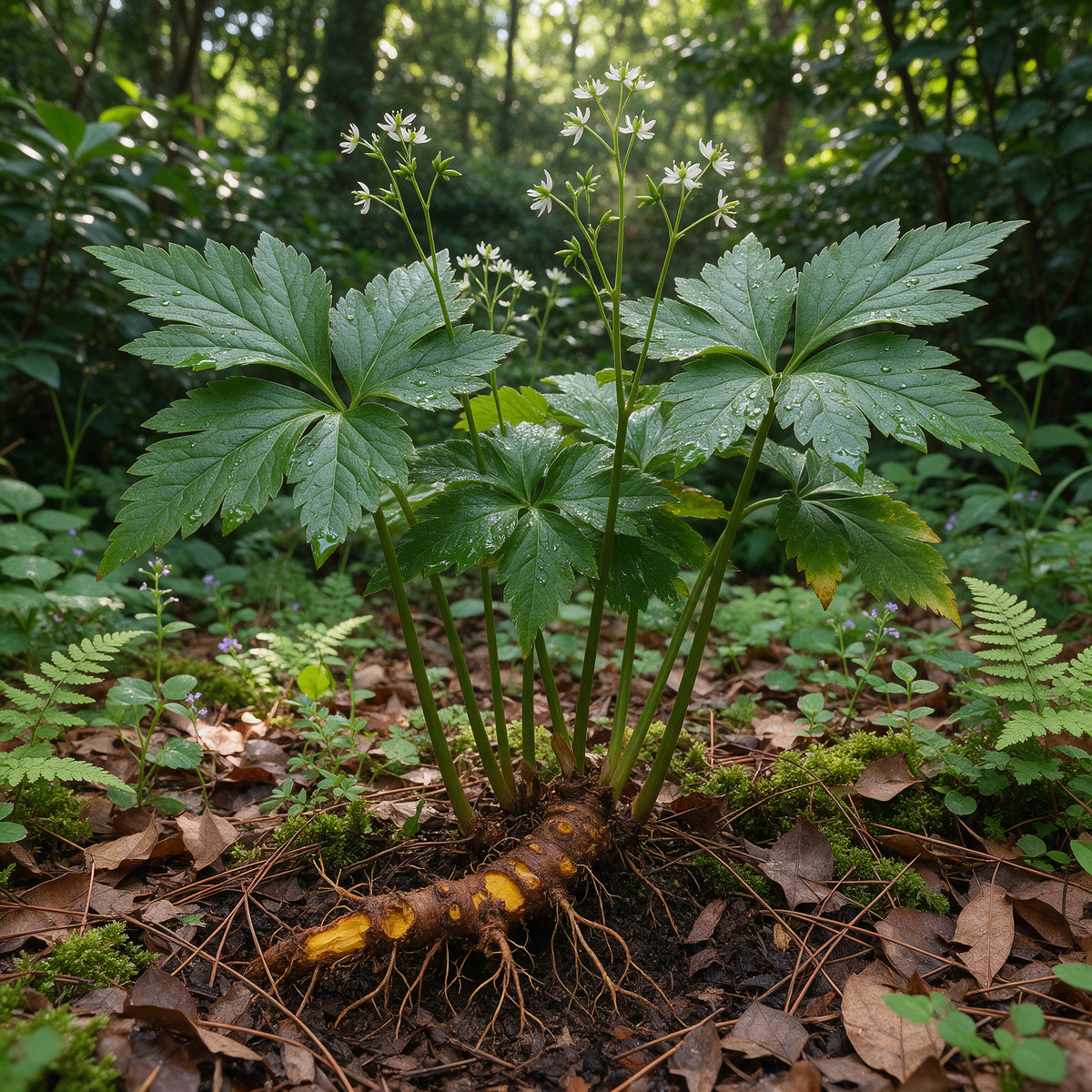 Coptis chinensis botanical herb for shaded garden planting
