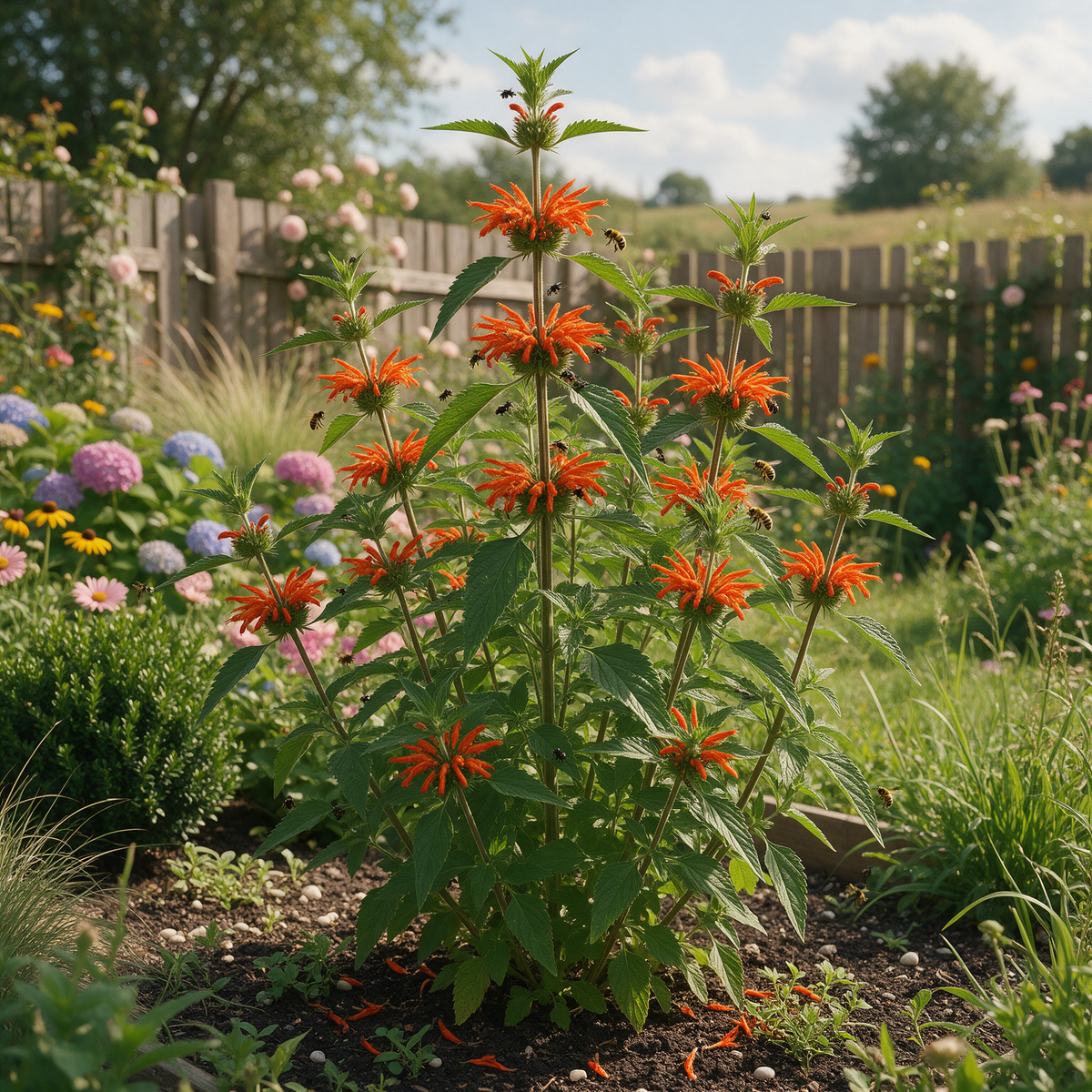 Leonotis nepetifolia flowering plant garden seeds for ornamental landscaping