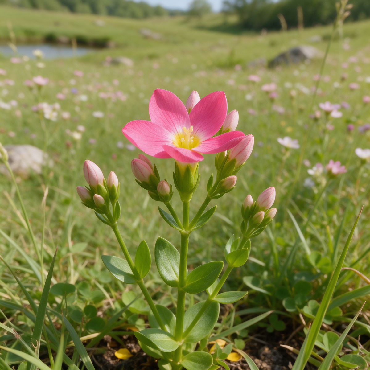 European Centaury Centaurium erythraea flowering plant
