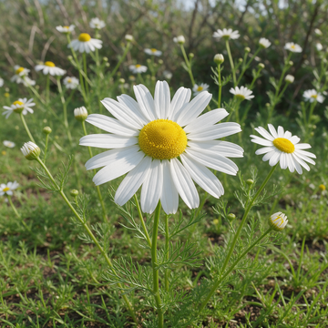 German Chamomile (Matricaria recutita) herbal flower garden seeds.