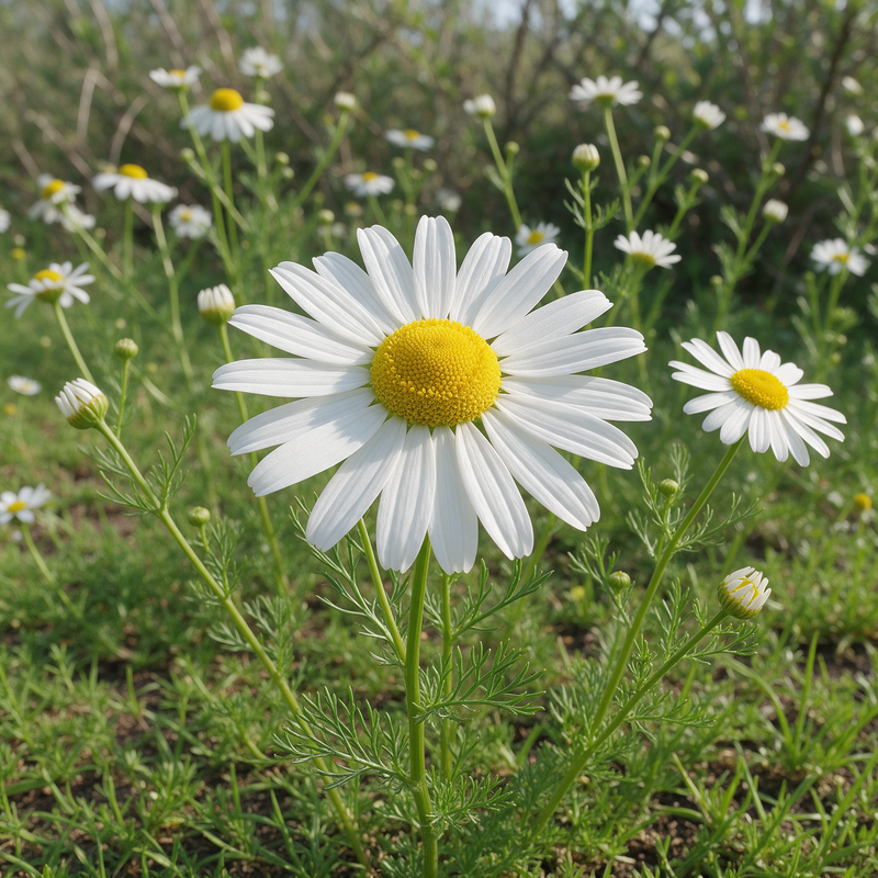 German Chamomile (Matricaria recutita) herbal flower garden seeds.