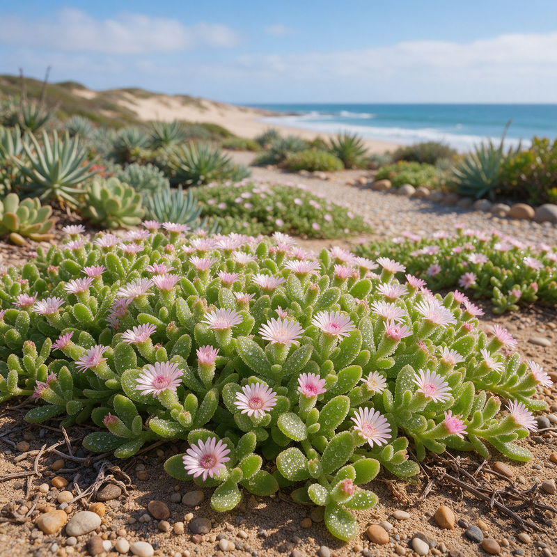 Crystalline Ice Plant Mesembryanthemum crystallinum ornamental garden seeds.