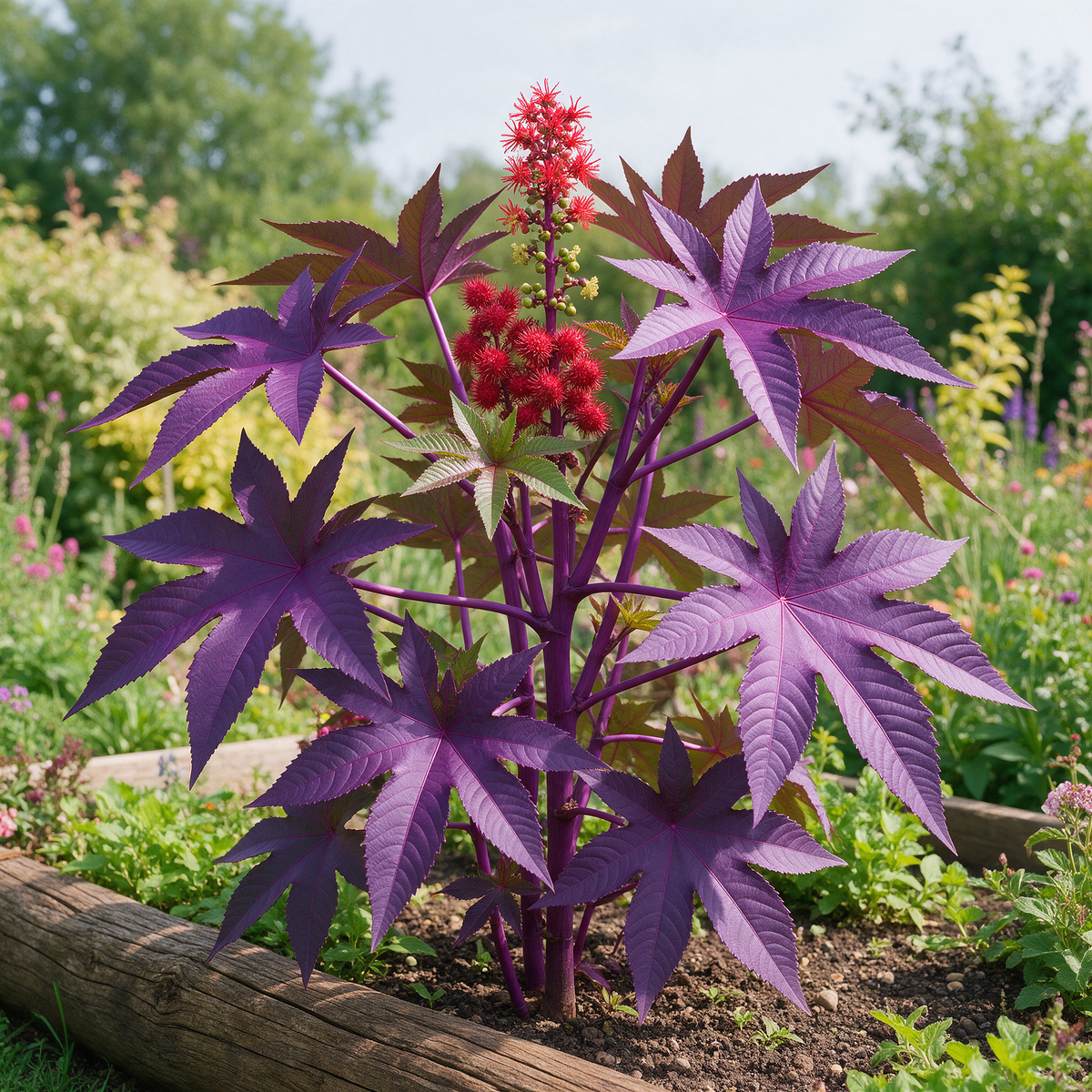Ricinus communis New Zealand Purple Castor Bean plant