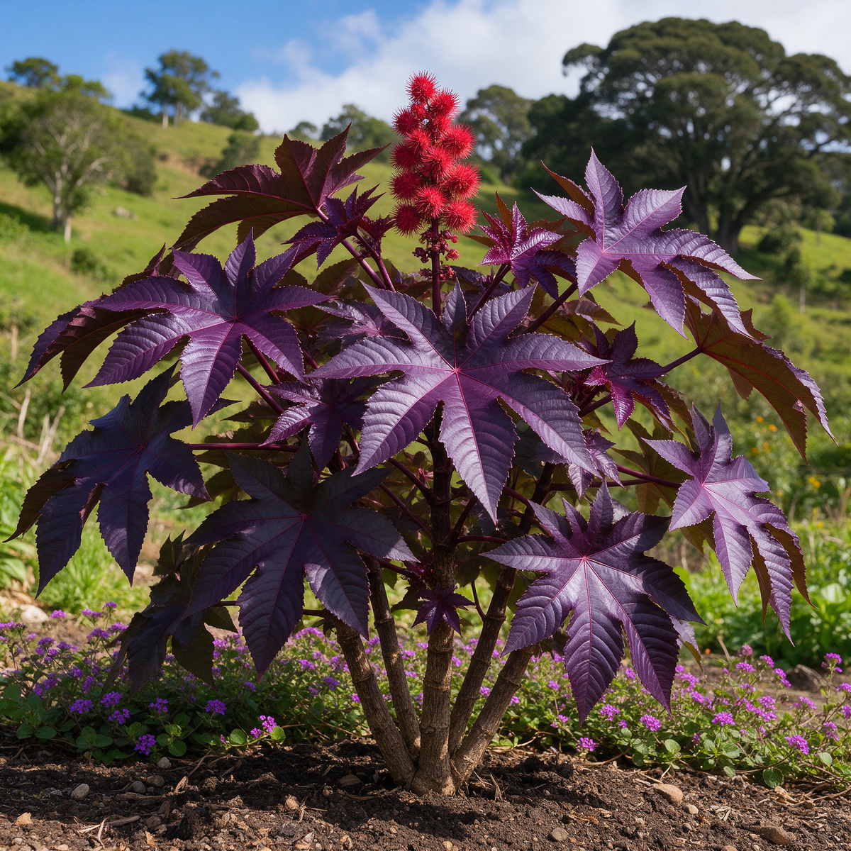 New Zealand Purple Castor Bean plant for ornamental gardens