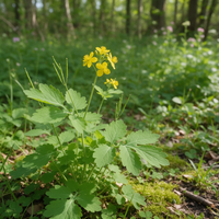 Organic Greater Celandine garden plant