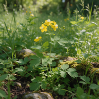 Organic Greater Celandine garden flowers