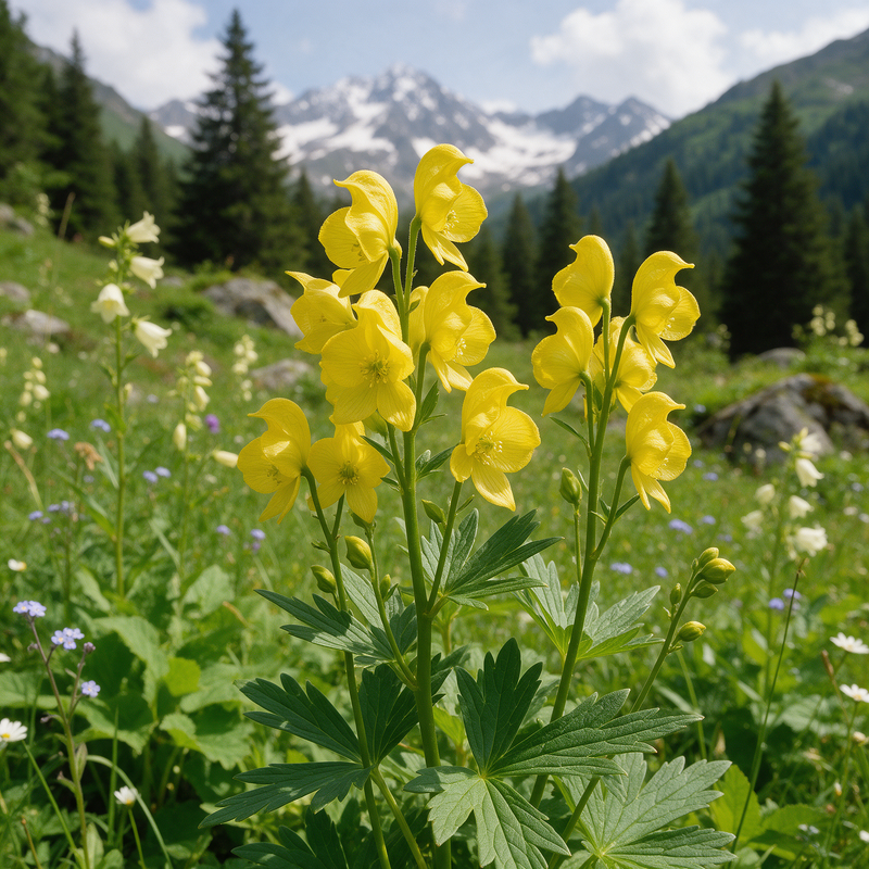Yellow Wolf’s Bane Aconite (Aconitum lycoctonum vulparia) plant seeds