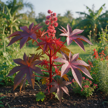 Ricinus communis sanguineus Zanzibar Red Castor Bean plant