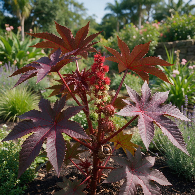 Zanzibar Red Castor Ricinus communis sanguineus plant