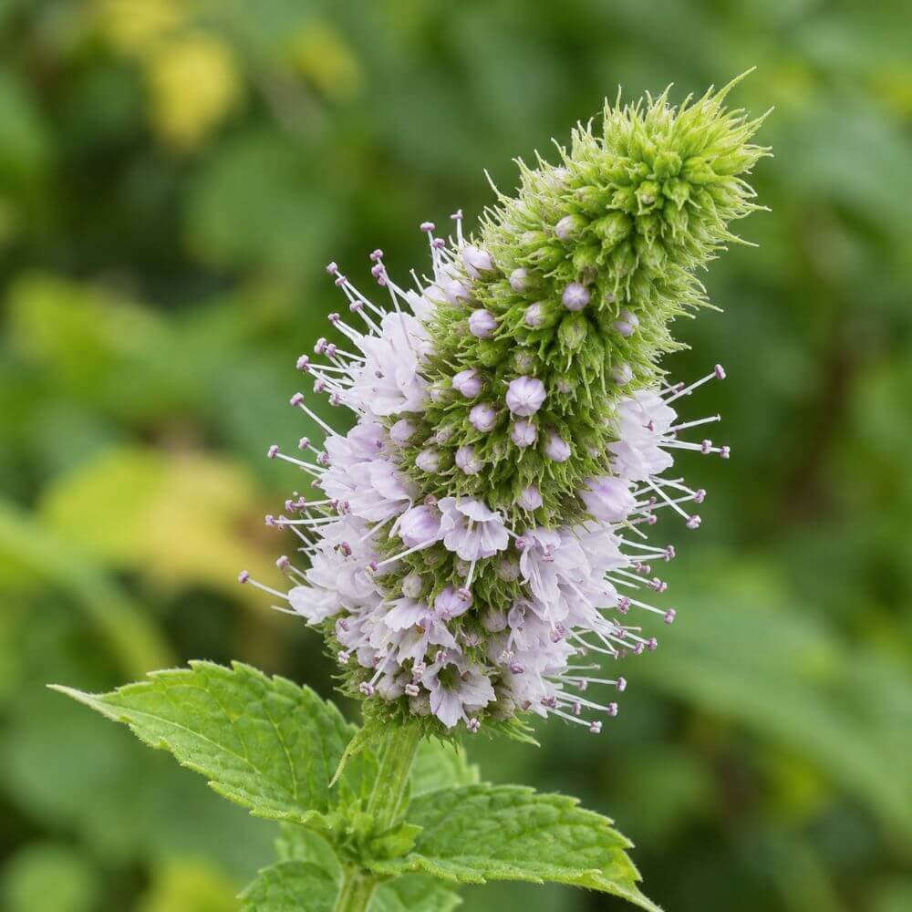 Spearmint herb growing in a garden container for culinary gardening